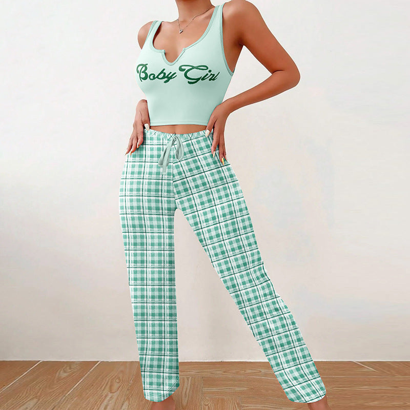 Pyjama Décontracté Femme Printemps-Été+de 2 Pièces pour Maison et Nuit