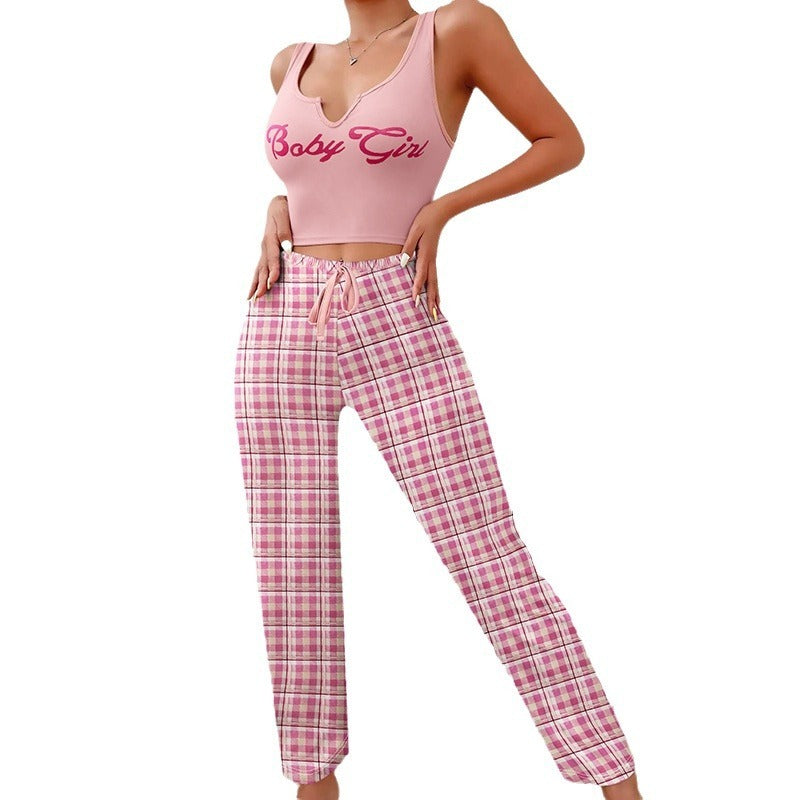 Pyjama Décontracté Femme Printemps-Été+de 2 Pièces pour Maison et Nuit
