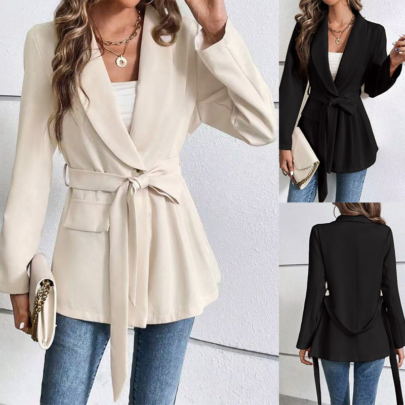 ✨ Élégance Ajustée – Veste Blazer à Lacets Manches Longues ✨