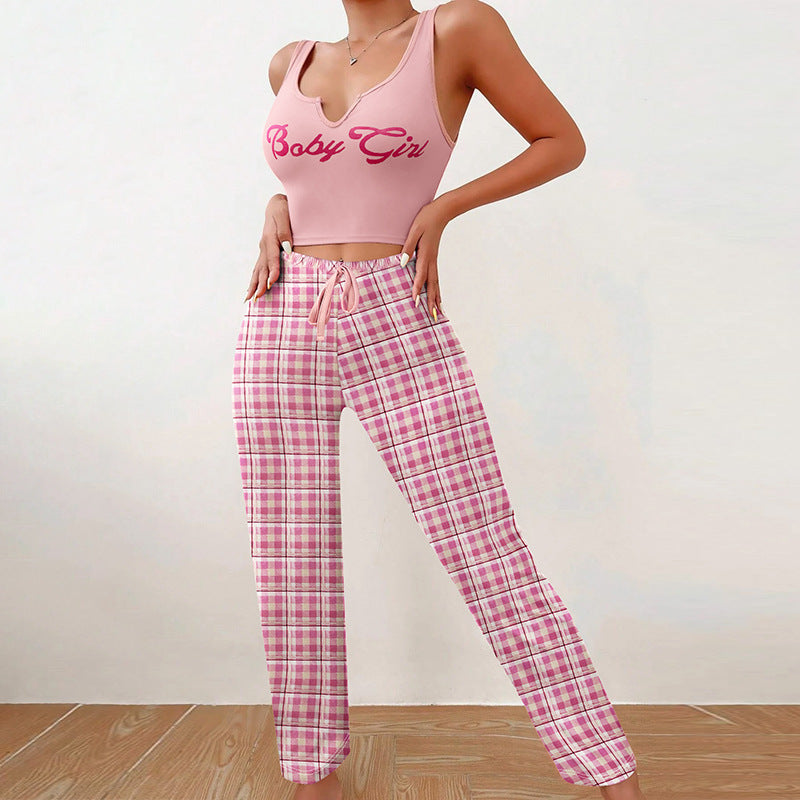 Pyjama Décontracté Femme Printemps-Été+de 2 Pièces pour Maison et Nuit