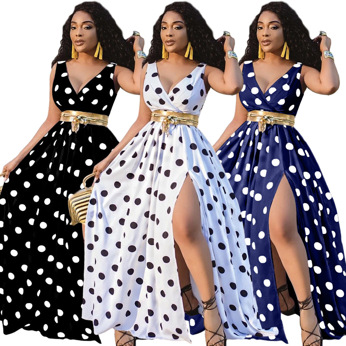 Glamour Élégant – Robe Sexy Fendue avec Ceinture