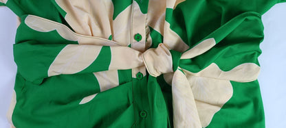 Élégance Imprimée – Robe Chemisier Taille Haute