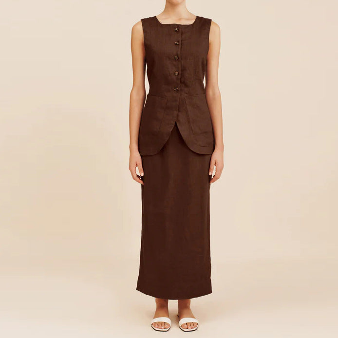 Élégance Décontractée – Haut Sans Manches à Col Carré