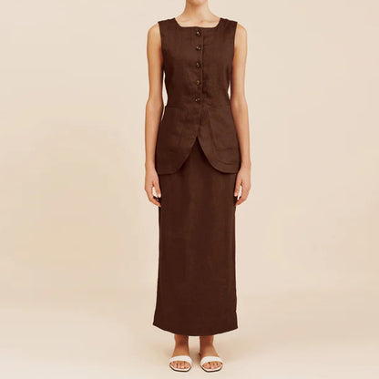 Élégance Décontractée – Haut Sans Manches à Col Carré