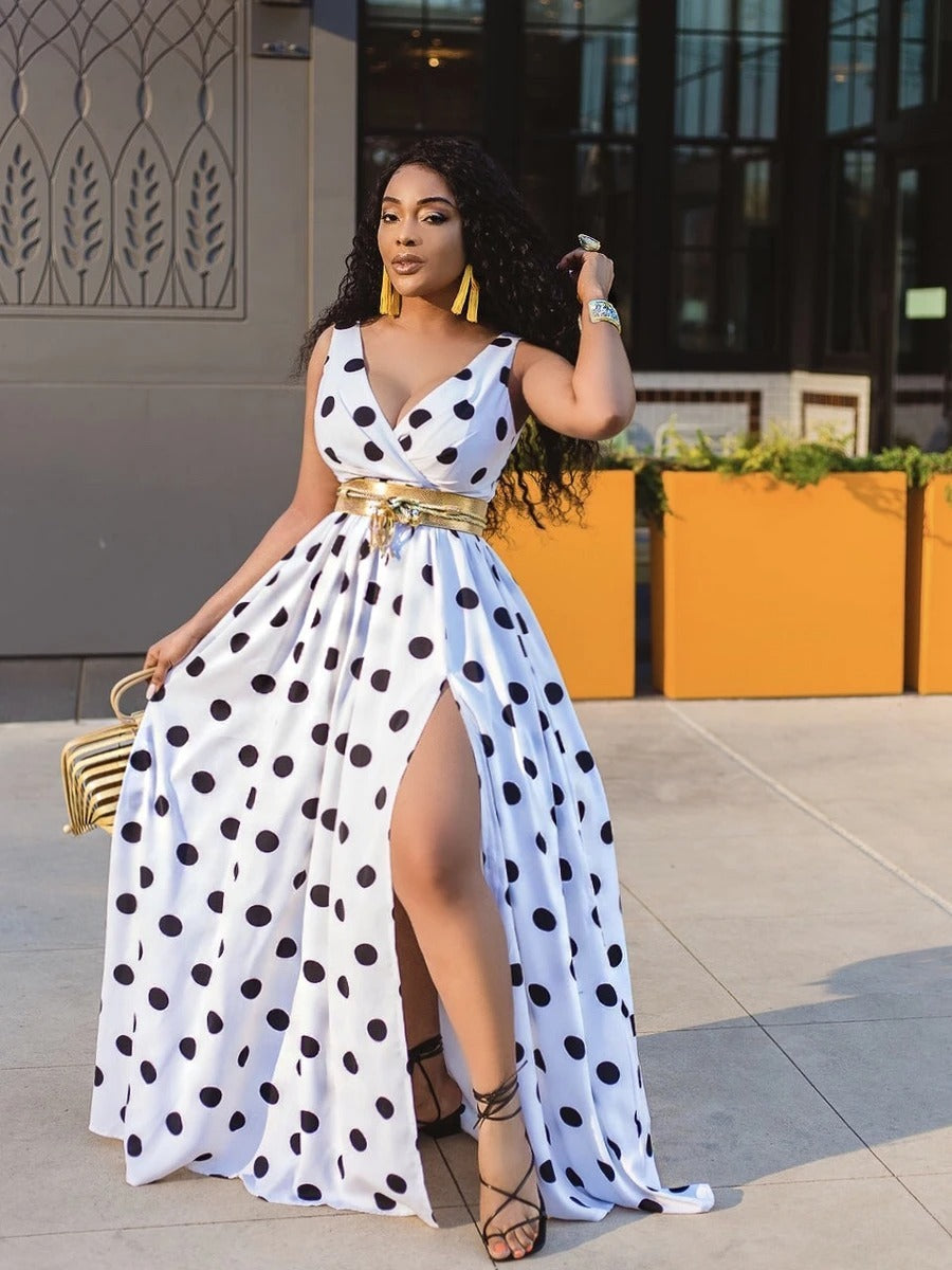 Glamour Élégant – Robe Sexy Fendue avec Ceinture