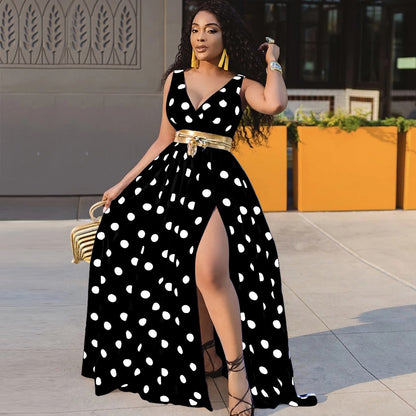 Glamour Élégant – Robe Sexy Fendue avec Ceinture