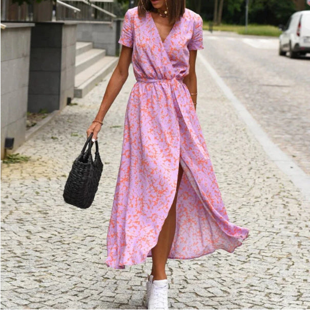 Riviera Élégance – Robe de Plage Imprimée