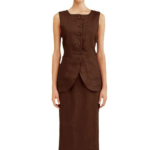 Élégance Décontractée – Haut Sans Manches à Col Carré