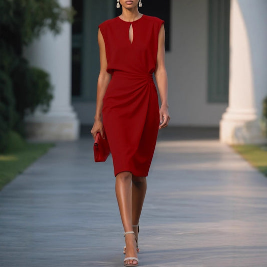 Rétro Chic – Robe Nouée à Découpes Élégantes