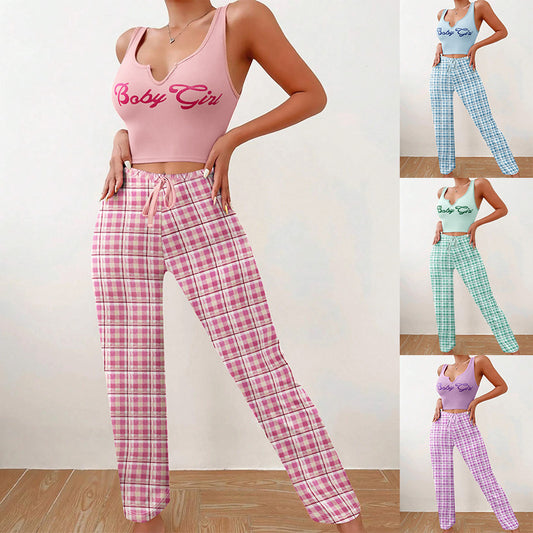 Pyjama Décontracté Femme Printemps-Été+de 2 Pièces pour Maison et Nuit