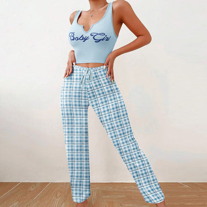 Pyjama Décontracté Femme Printemps-Été+de 2 Pièces pour Maison et Nuit
