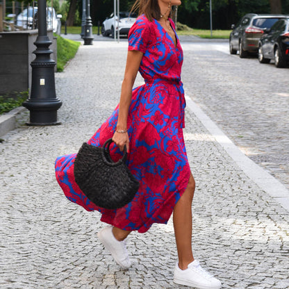 Riviera Élégance – Robe de Plage Imprimée