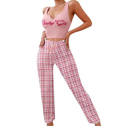 Pyjama Décontracté Femme Printemps-Été+de 2 Pièces pour Maison et Nuit