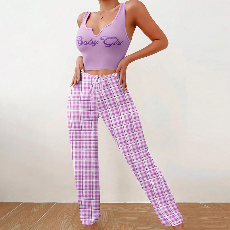 Pyjama Décontracté Femme Printemps-Été+de 2 Pièces pour Maison et Nuit