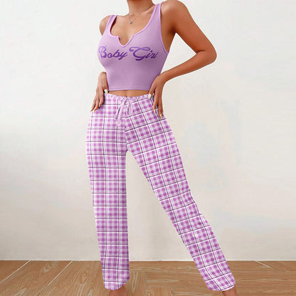Pyjama Décontracté Femme Printemps-Été+de 2 Pièces pour Maison et Nuit