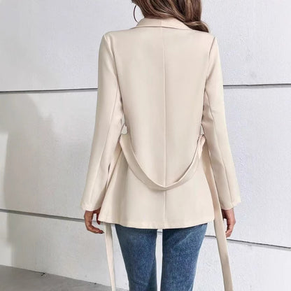 ✨ Élégance Ajustée – Veste Blazer à Lacets Manches Longues ✨