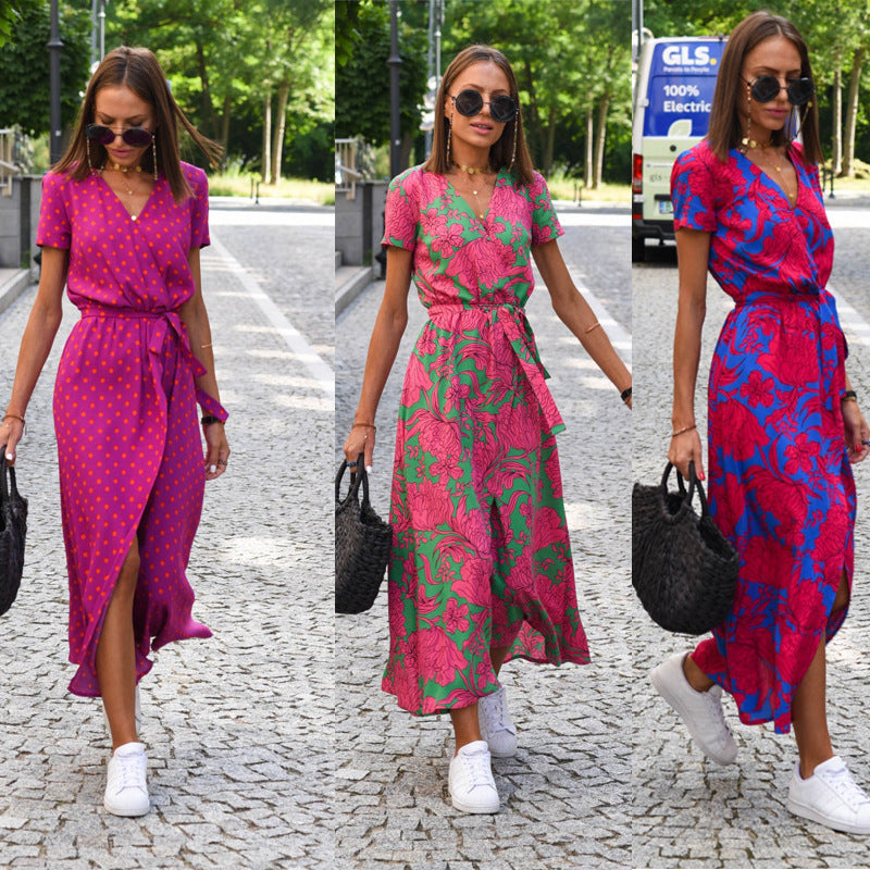 Riviera Élégance – Robe de Plage Imprimée
