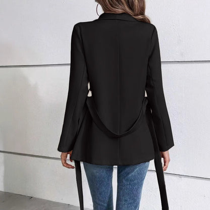 ✨ Élégance Ajustée – Veste Blazer à Lacets Manches Longues ✨