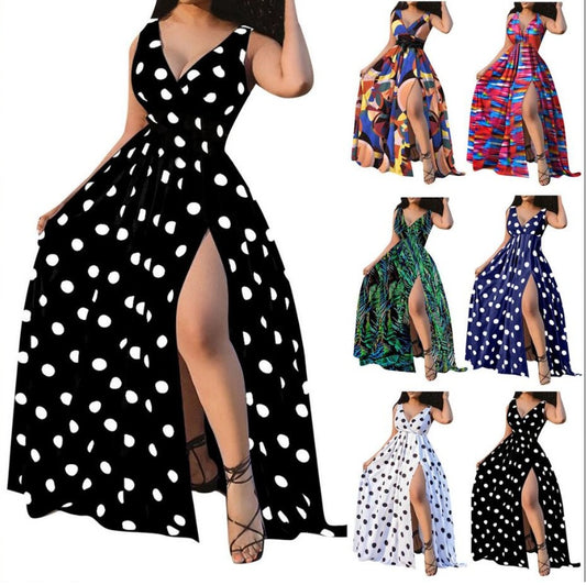 Glamour Élégant – Robe Sexy Fendue avec Ceinture